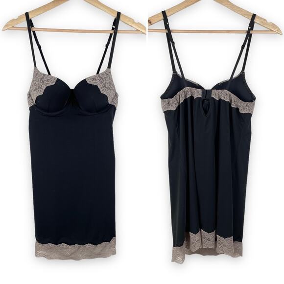 Victoria's Secret Black Lace Lingerie Slip Built in Bra - Size 34B - Picture 1 of 8